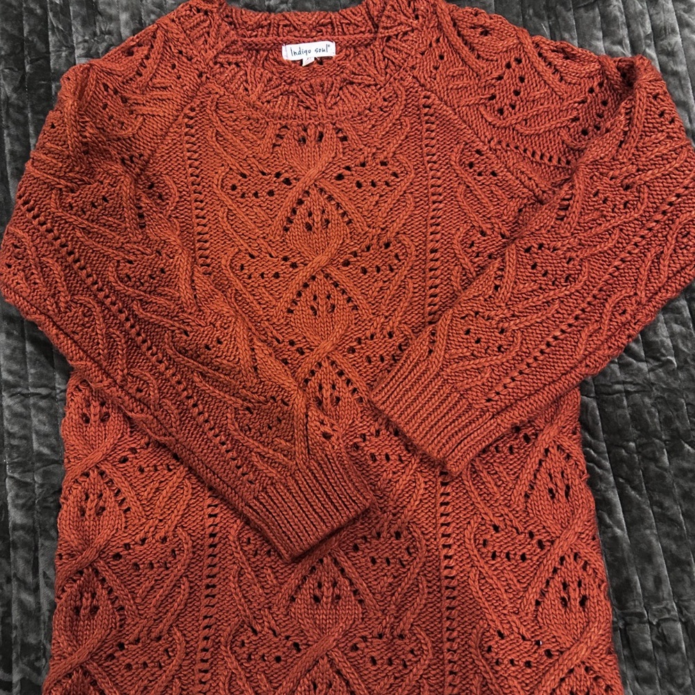 Dark Orange  Cable Knit Sweater